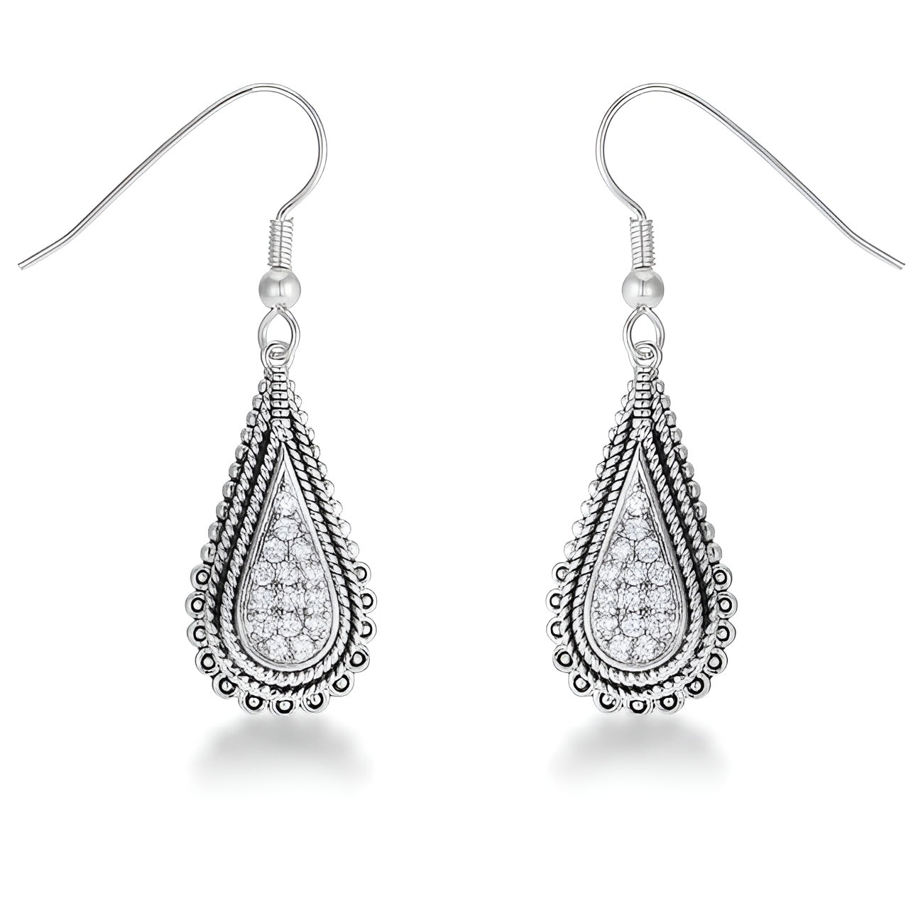 0.45 CT TEAR DROP RHODIUM EARRINGS WITH CZ - PIERGIORGIO CERRONI