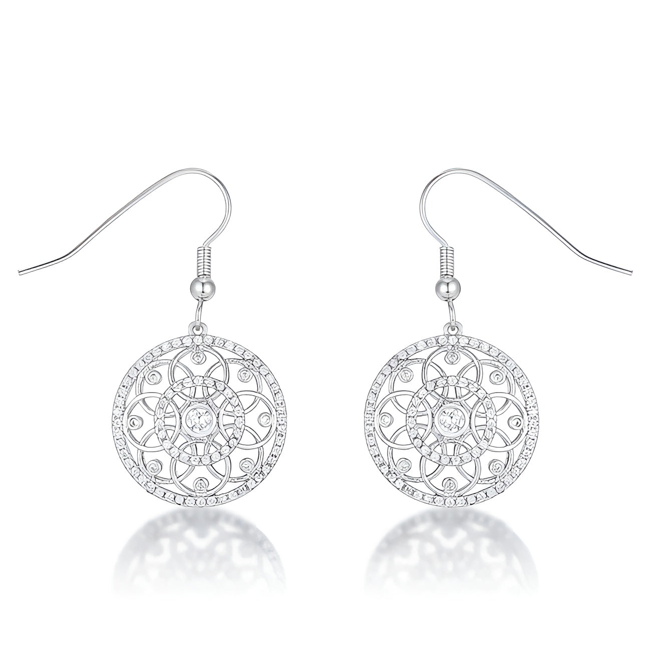 0.95 CT INTERLOCKING CIRCLE RHODIUM AND CZ EARRINGS - PIERGIORGIO CERRONI