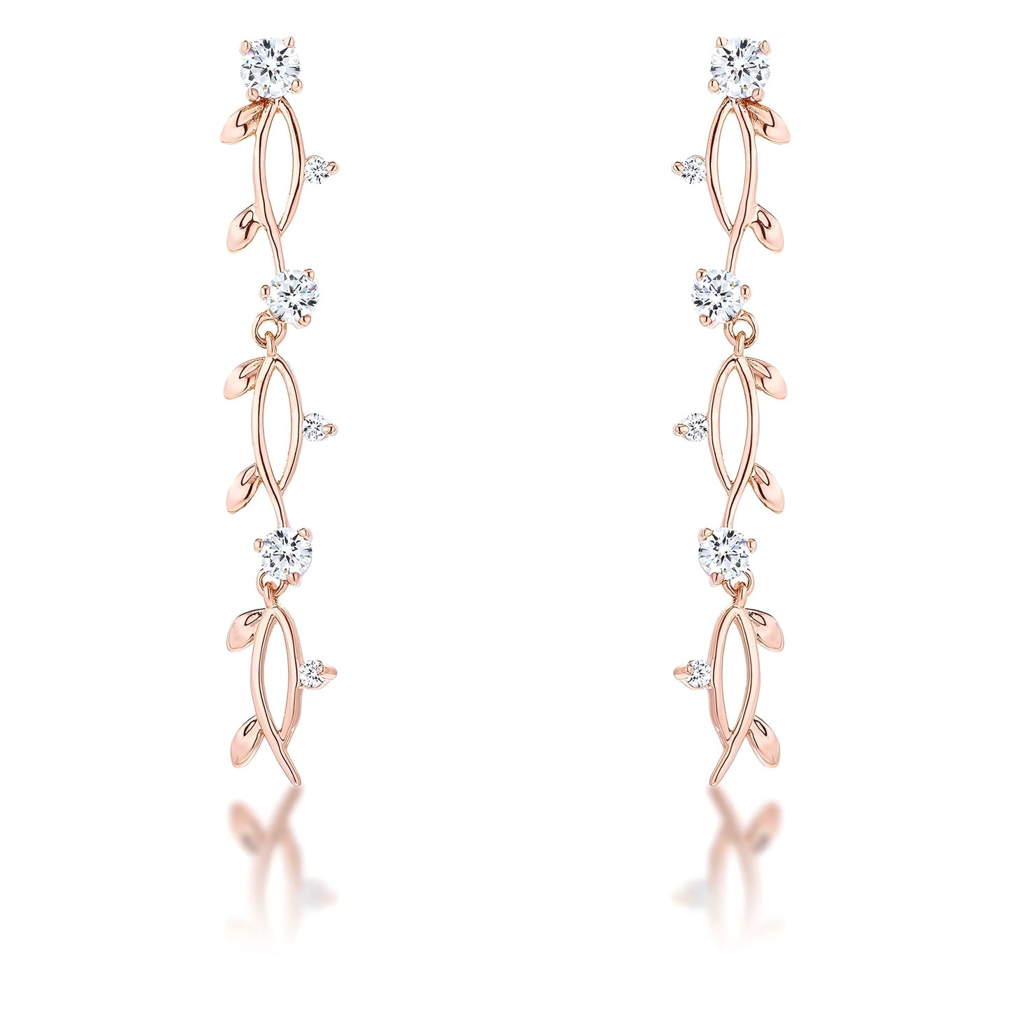 1.1 CT VINE DESIGN ROSE GOLD EARRINGS - PIERGIORGIO CERRONI