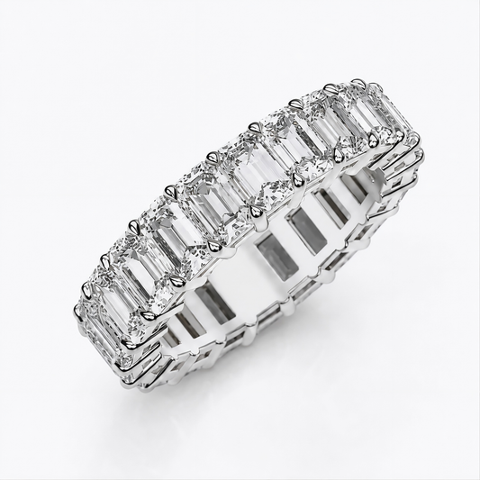 EMERALD CUT LAB GROWN DIAMOND ETERNITY RING IN WHITE GOLD (3 CTTW FG/VS2)