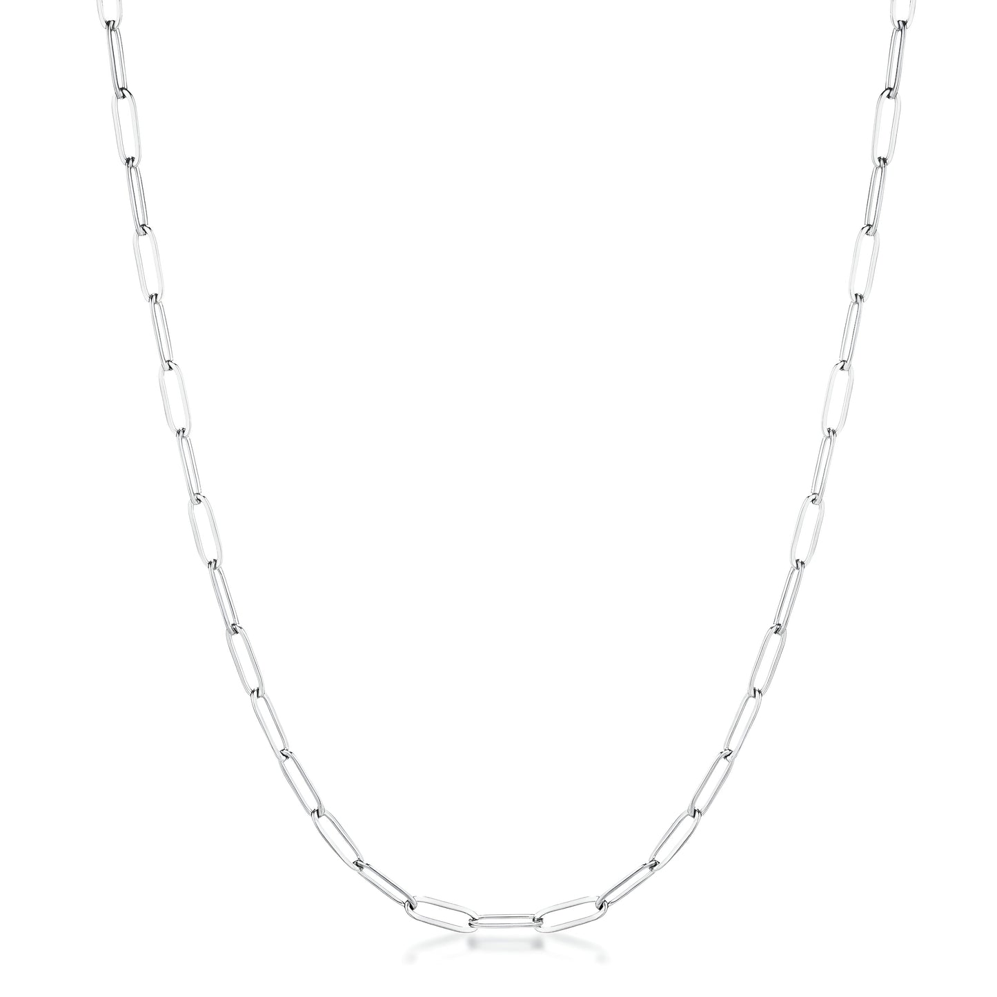16" RHODIUM LINKED PETITE PAPERCLIP CHAIN NECKLACE - PIERGIORGIO CERRONI