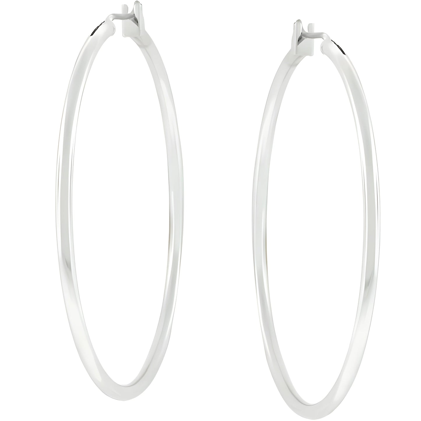 LARGE SILVERTONE FINISH HOOP EARRINGS
