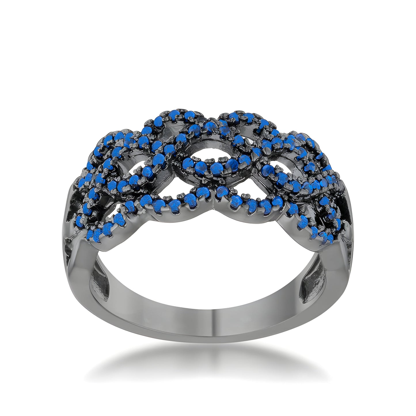 BRINA 0.4 CT SAPPHIRE CZ HEMATITE TWIST RING
