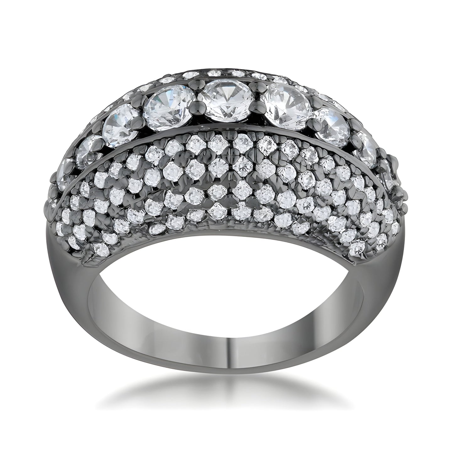 KRISTA 1.5 CT CZ HEMATITE CONTEMPORARY COCKTAIL RING