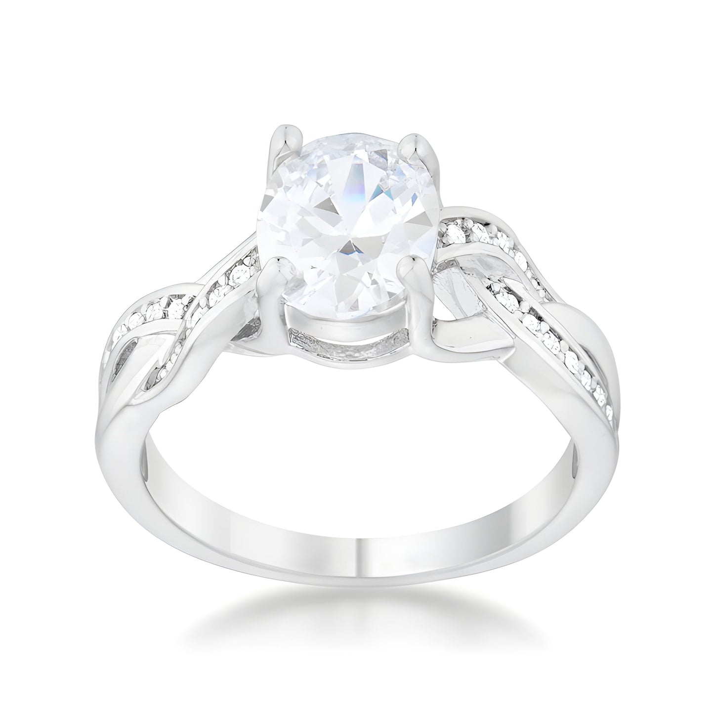 JUSTINE 2 CT CZ RHODIUM CLASSIC OVAL RING