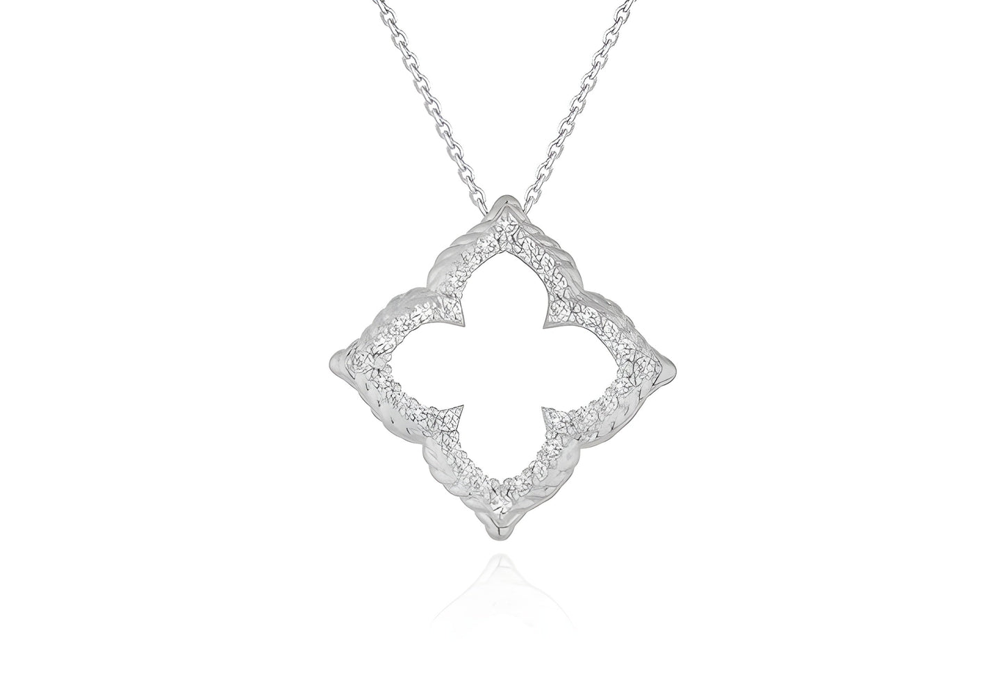 FLORAL CUT-OUT DIAMOND PENDANT IN WHITE GOLD (1/3 CTTW)