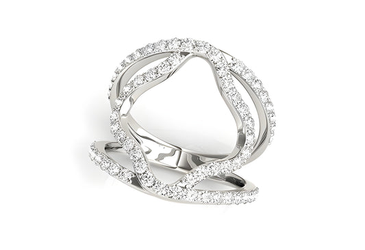 DUAL BAND FLORAL MOTIF DIAMOND EMBELLISHED RING IN WHITE GOLD (5/8 CTTW)