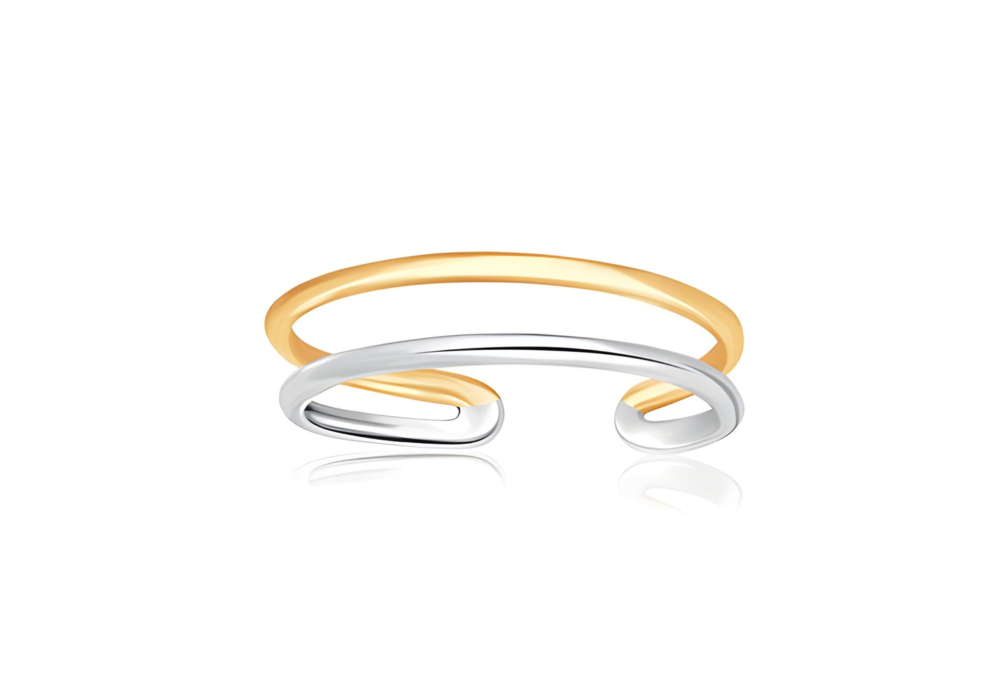 OPEN TUBE DESIGN TOE RING IN TWO-TONE GOLD