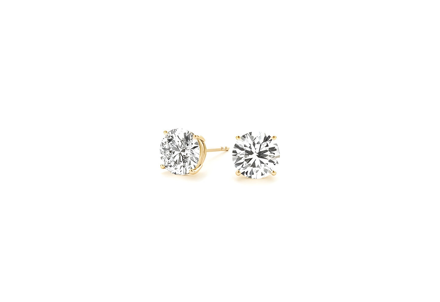 2 CTTW CERTIFIED IGI LAB GROWN ROUND DIAMOND STUD EARRINGS 14K YELLOW GOLD (G/VS2)