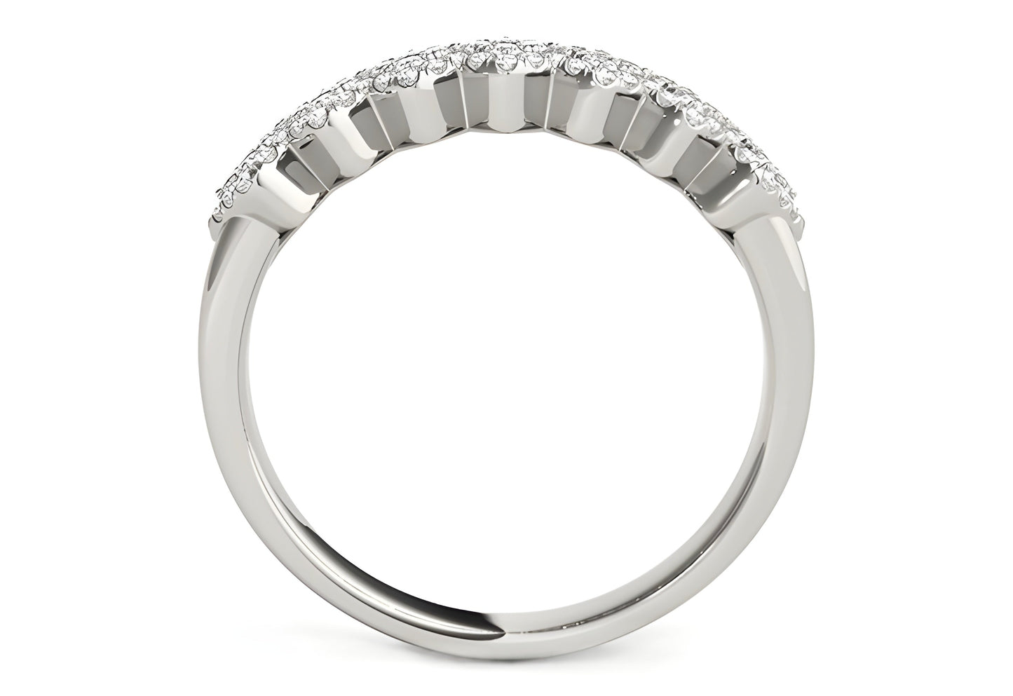 DIAMOND STUDDED WIDE MULTI-DIAGONAL PATTERN RING IN 14K WHITE GOLD (5/8 CT TW) - PIERGIORGIO CERRONI