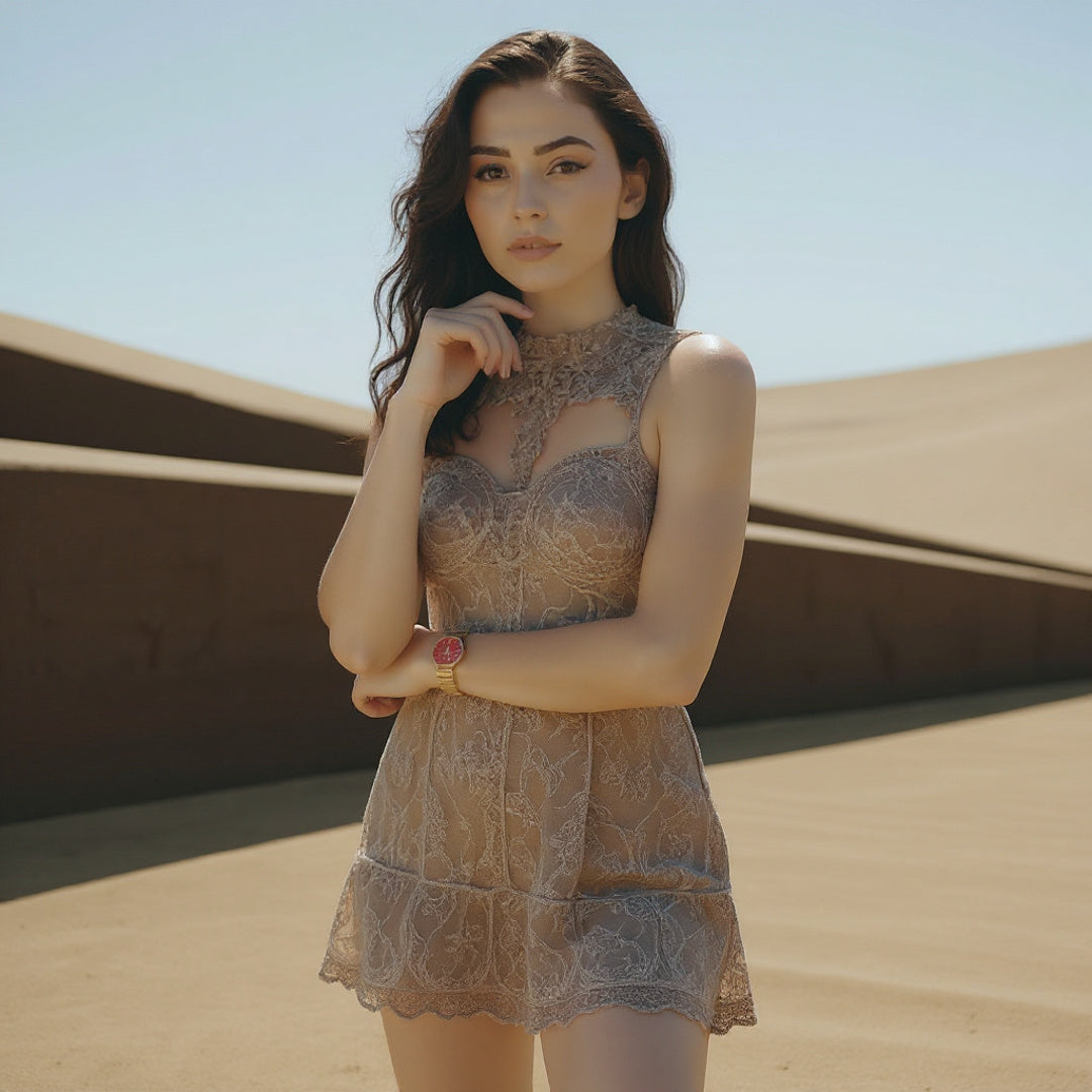 GOLD TONED WATCH - PINK