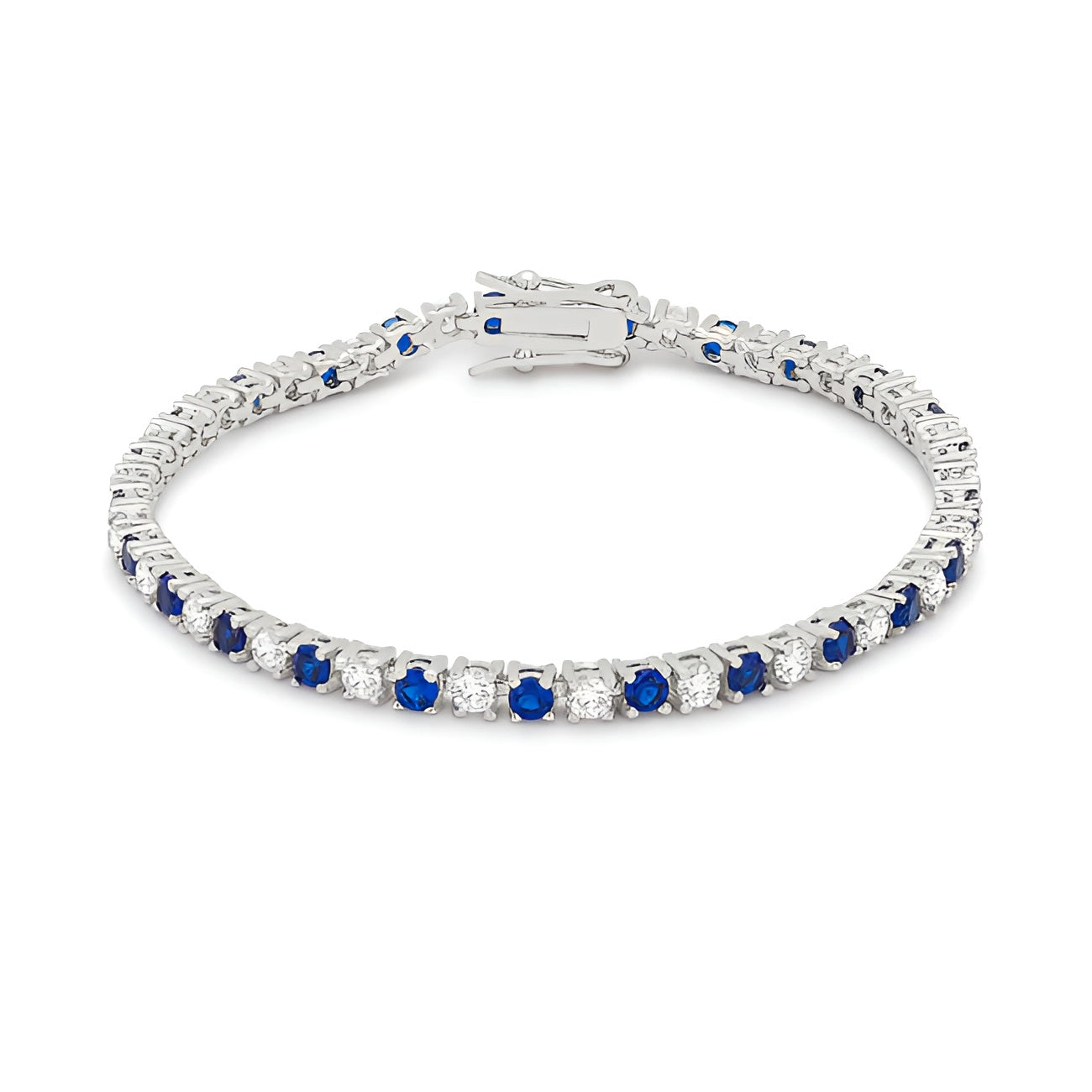 SAPPHIRE BLUE CUBIC ZIRCONIA TENNIS BRACELET - PIERGIORGIO CERRONI