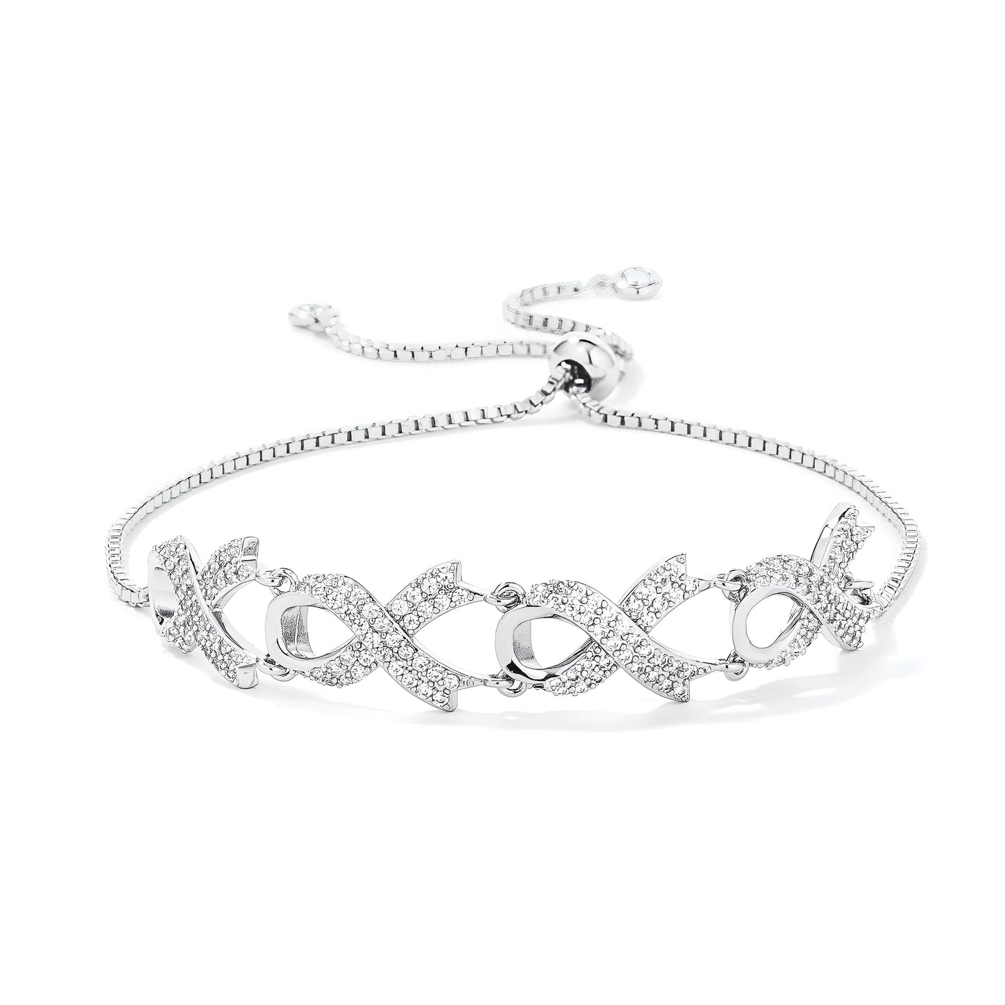 RHODIUM PAVE CZ RIBBON BRACELET