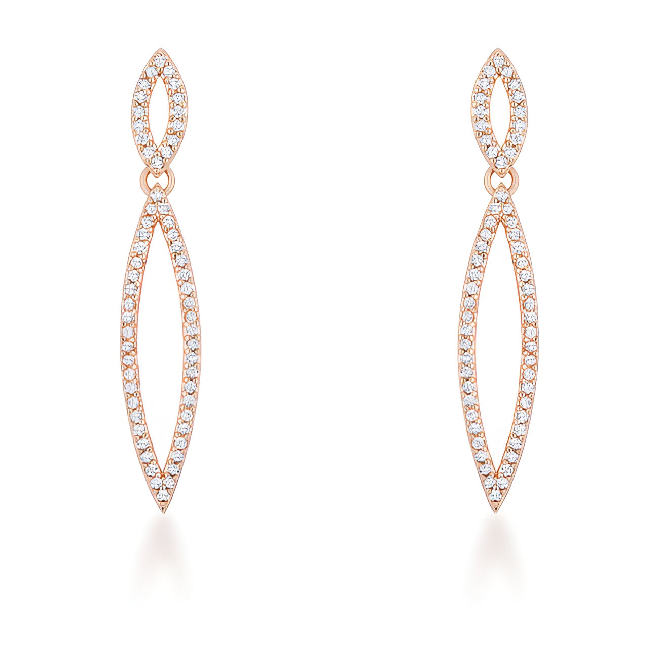 SARA 1.2 CT CZ ROSE GOLD DELICATE DOUBLE TEARDROP DROP EARRINGS - PIERGIORGIO CERRONI