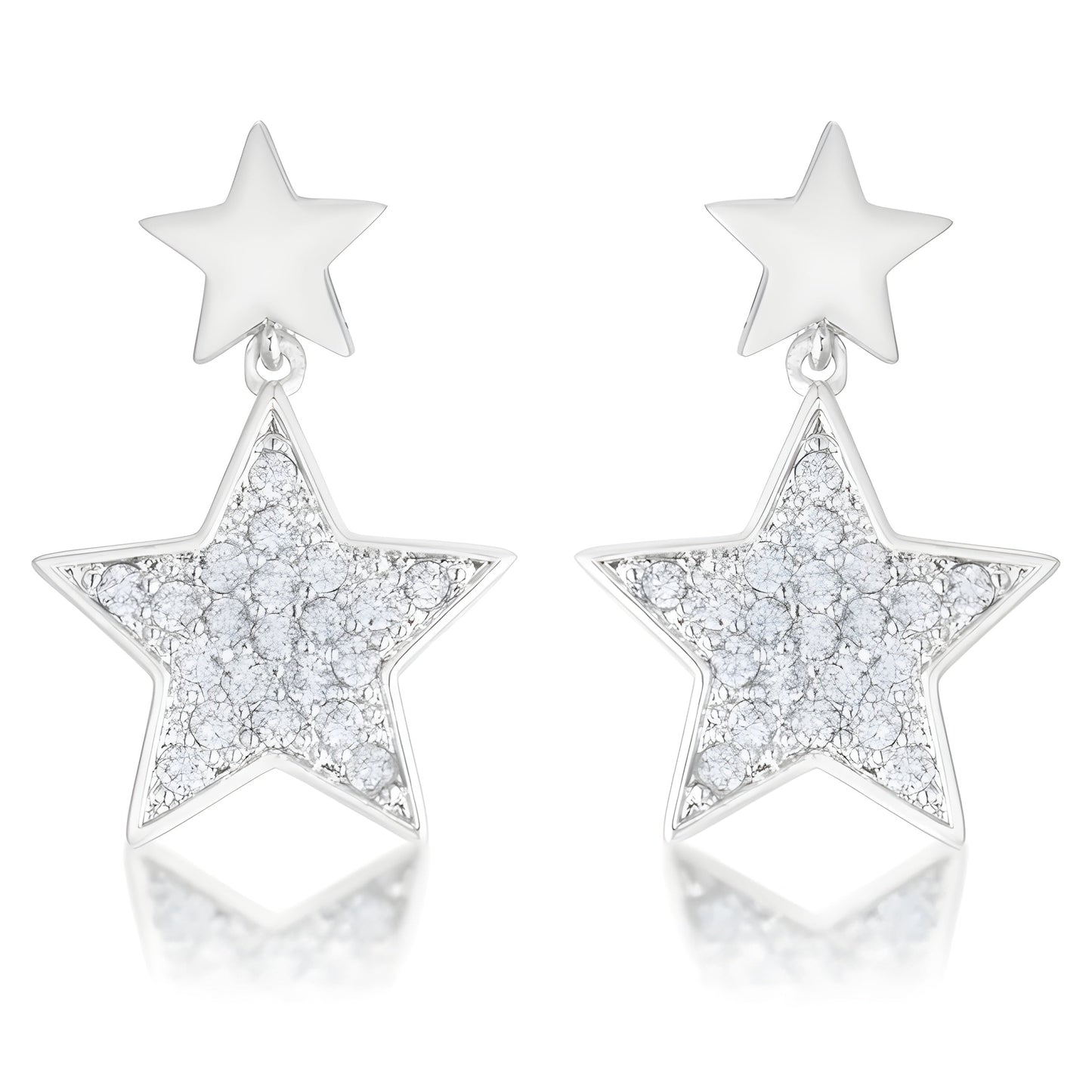 0.5 CT CZ RHODIUM STAR DROP EARRINGS - PIERGIORGIO CERRONI