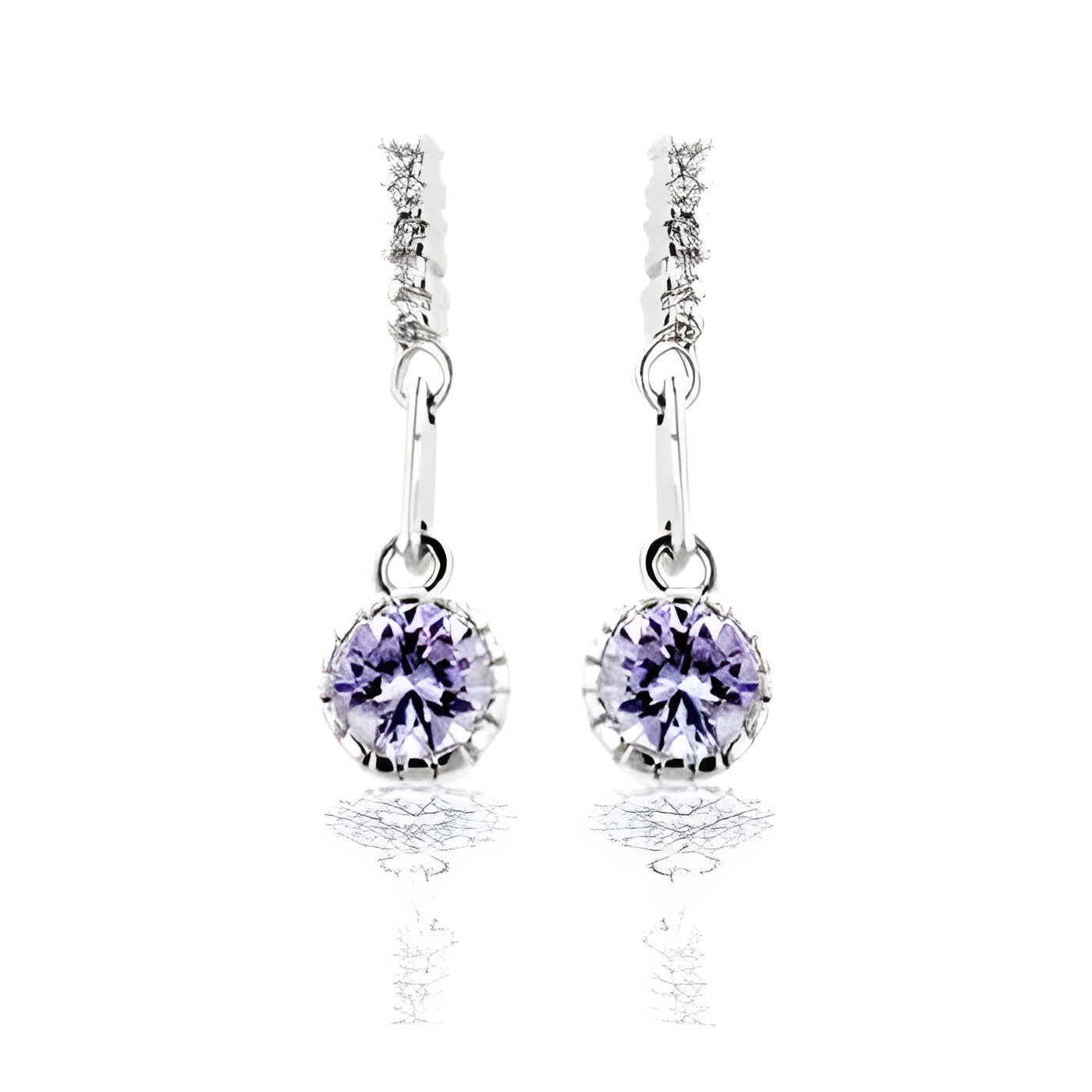 LAVENDER CUBIC ZIRCONIA DANGLE EARRINGS