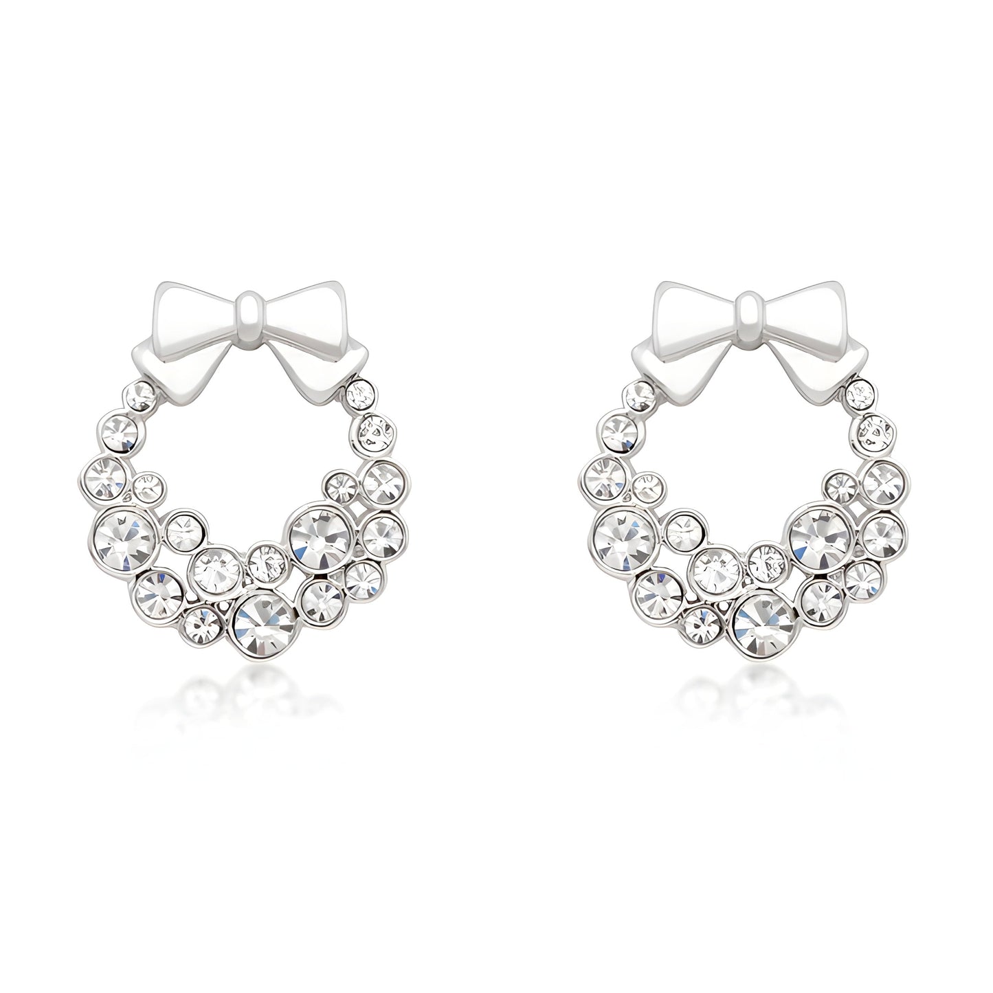 HOLIDAY WREATH CLEAR CRYSTAL EARRINGS