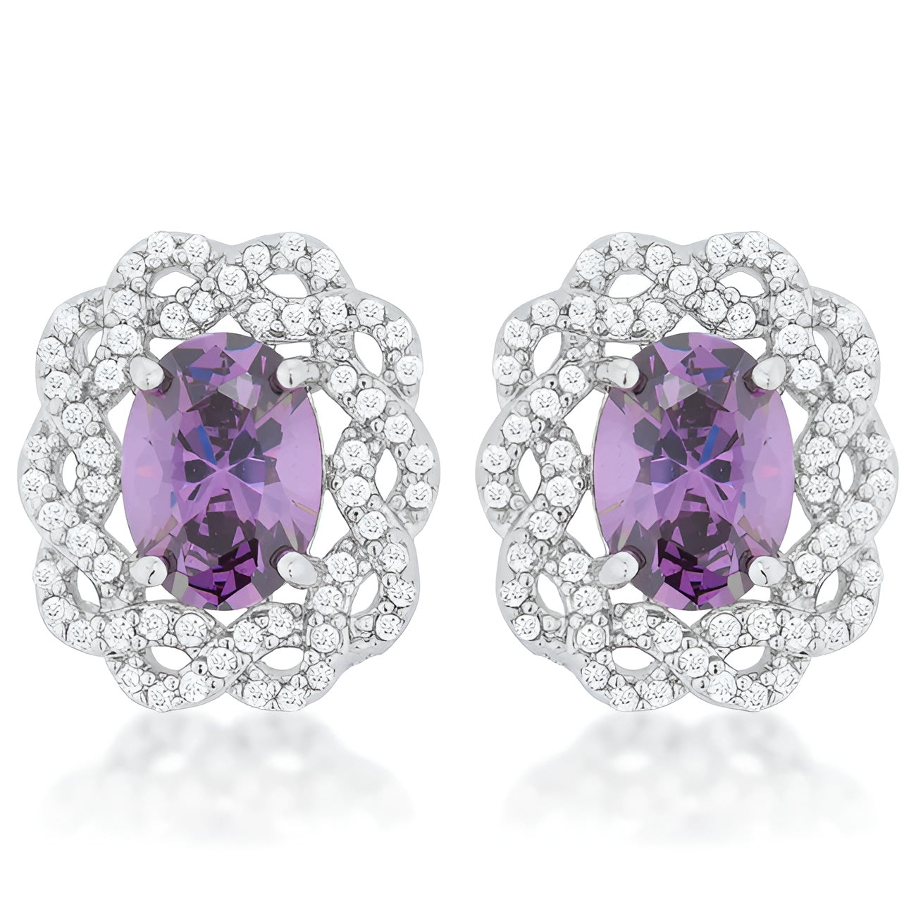 AMETHYST OVAL STUD EARRINGS