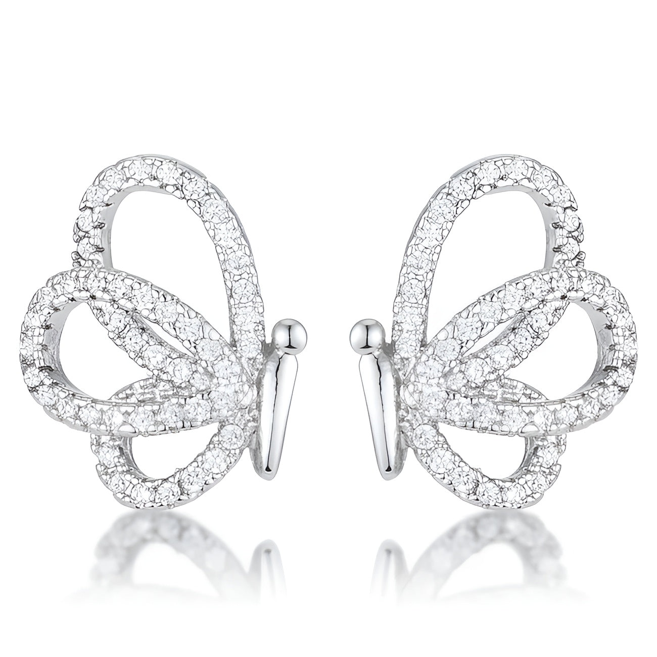 0.45 CT CZ BUTTERFLY STUD EARRINGS - PIERGIORGIO CERRONI