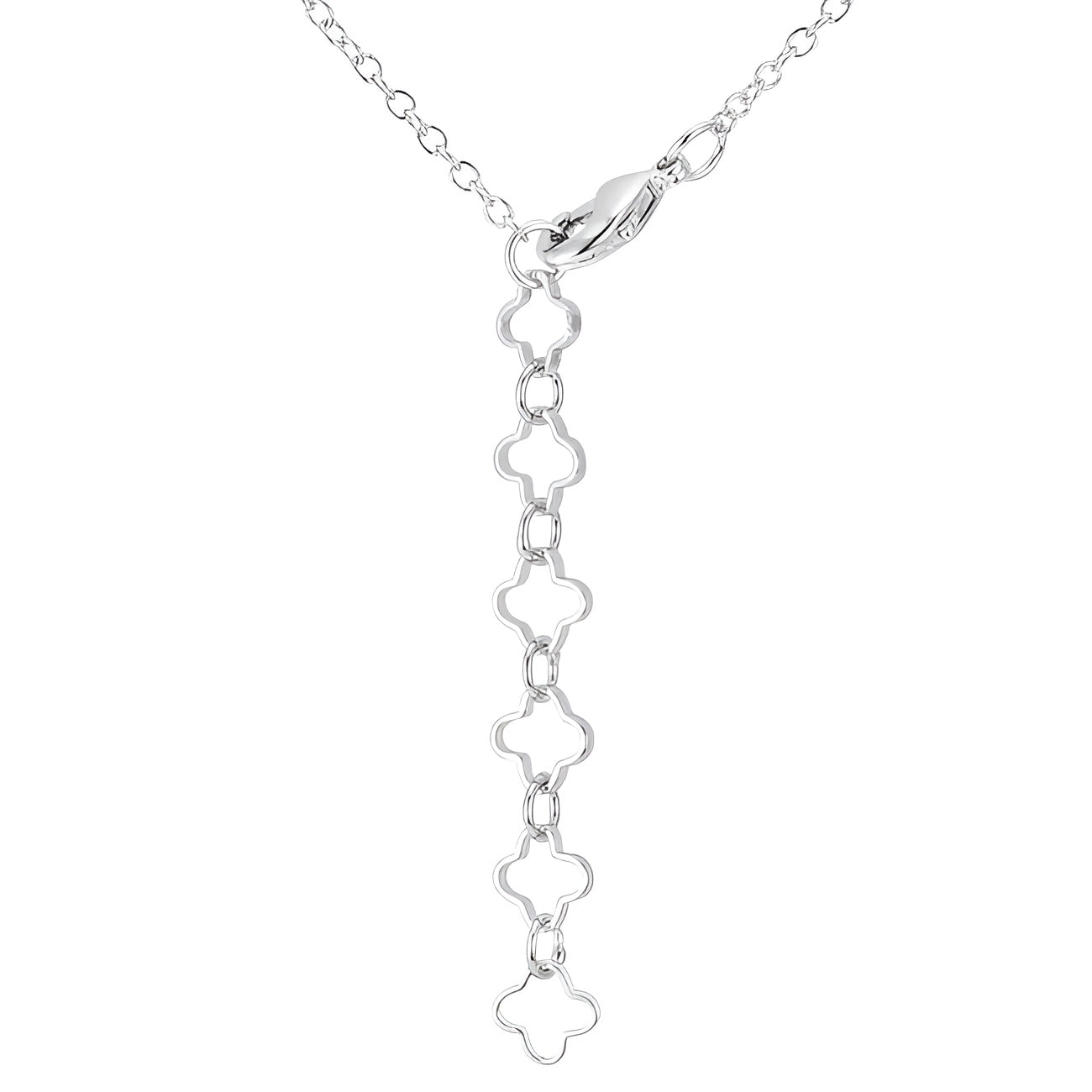 0.21 CT RHODIUM NECKLACE WITH FLORAL LINKS