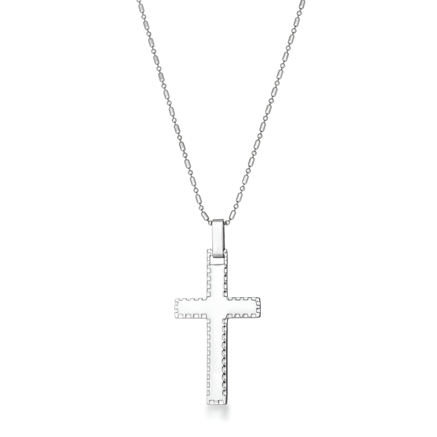 LARGE CROSS NECKLACE WITH LASER ETCHED DESIGN