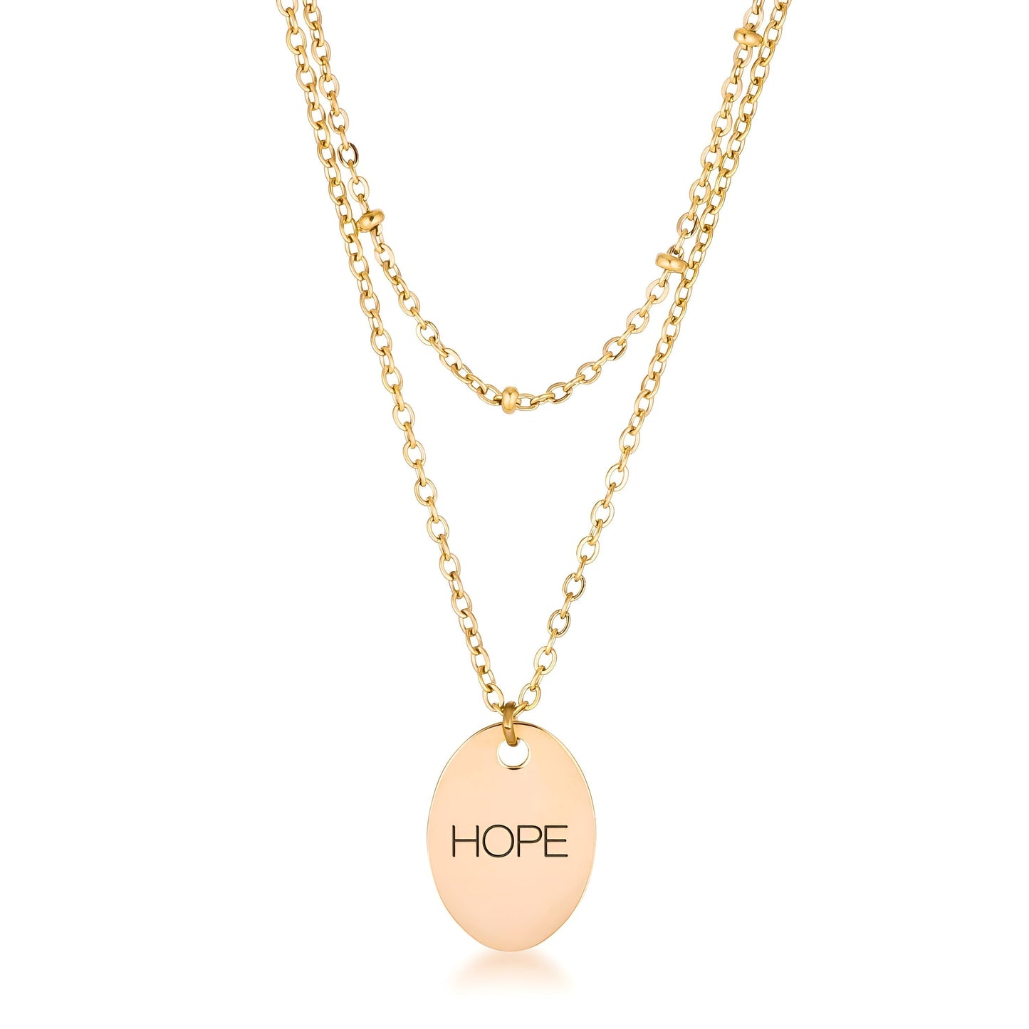 18K GOLD DOUBLE CHAIN HOPE NECKLACE - PIERGIORGIO CERRONI
