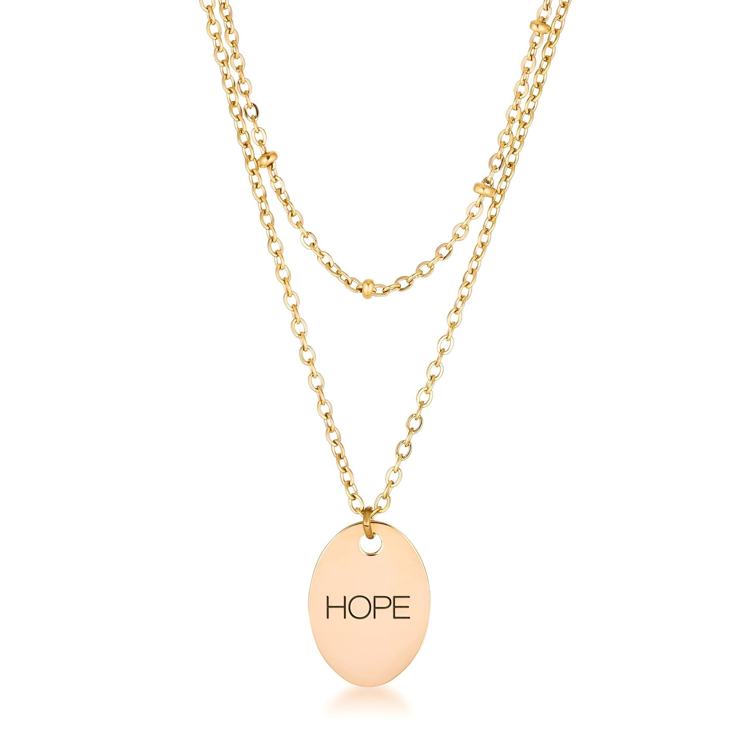 18K GOLD DOUBLE CHAIN HOPE NECKLACE - PIERGIORGIO CERRONI