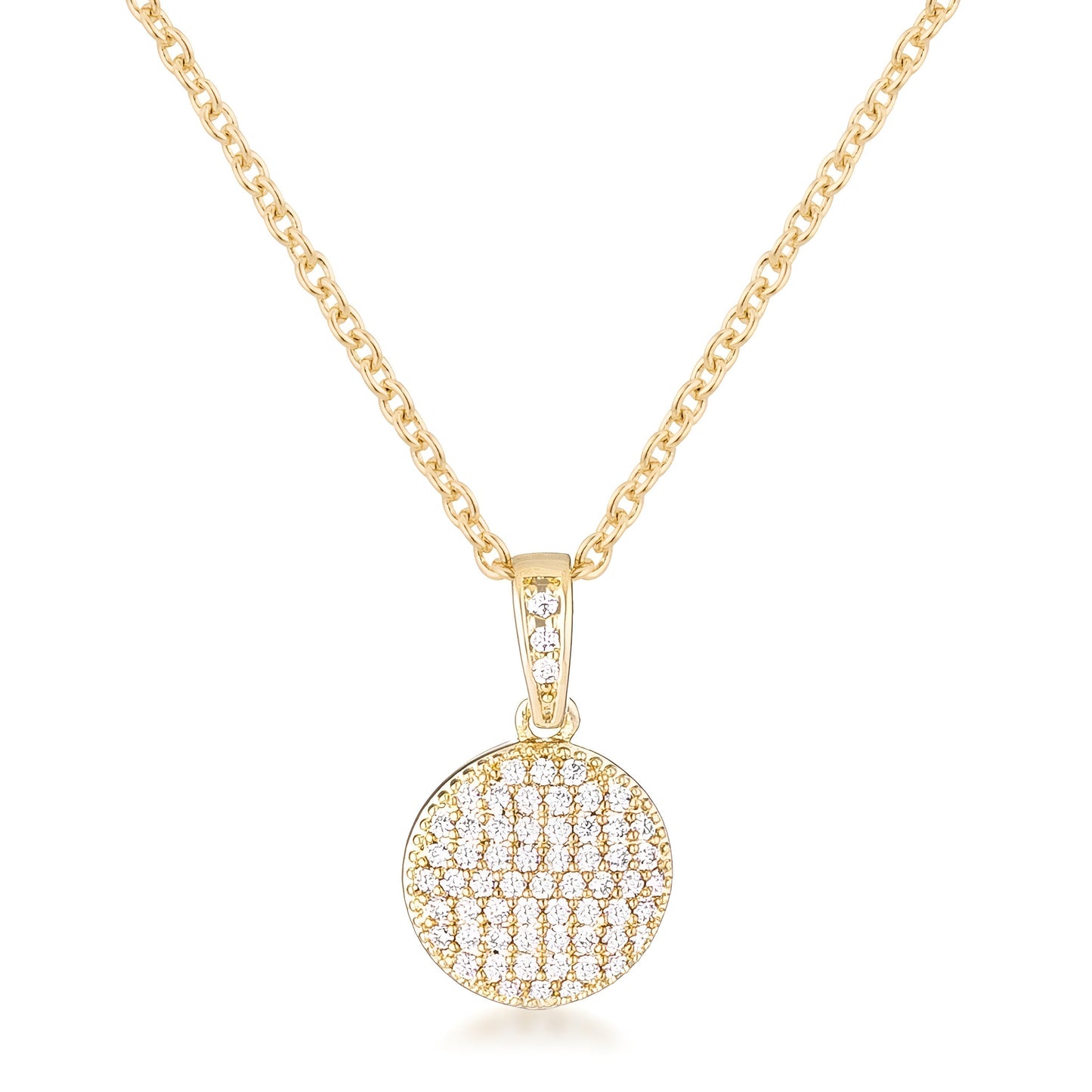 GOLD NECKLACE WITH CZ DISK PENDANT - PIERGIORGIO CERRONI
