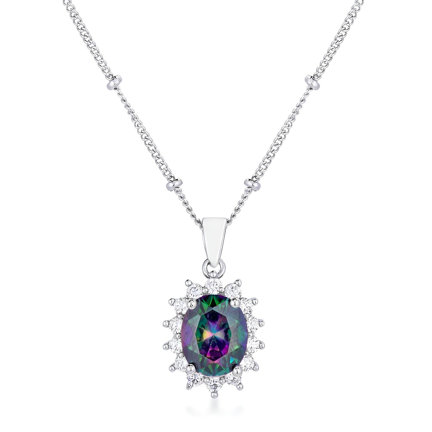RHODIUM MYSTIC PETITE ROYAL OVAL PENDANT - PIERGIORGIO CERRONI