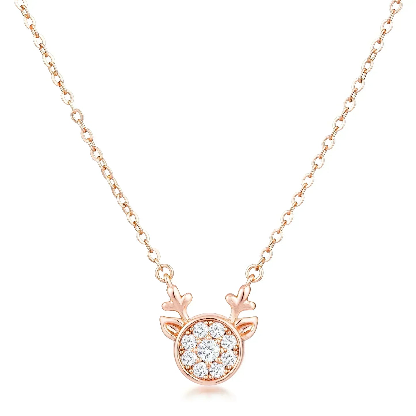 ROSE GOLD REVERSIBLE SAPPHIRE BLUE CZ REINDEER PENDANT - PIERGIORGIO CERRONI