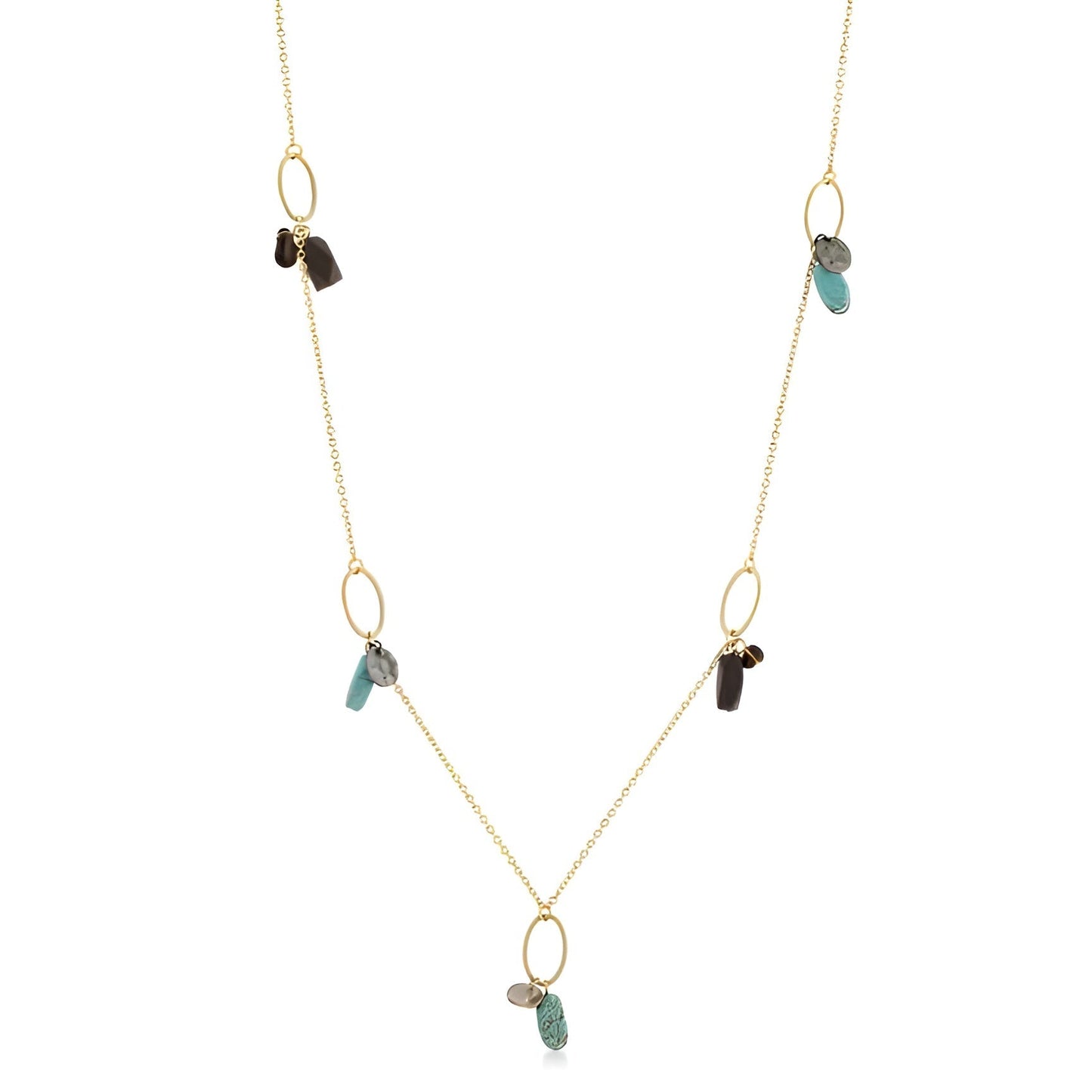 GOLDEN ASSORTED CHARMS AND CRYSTALS NECKLACE