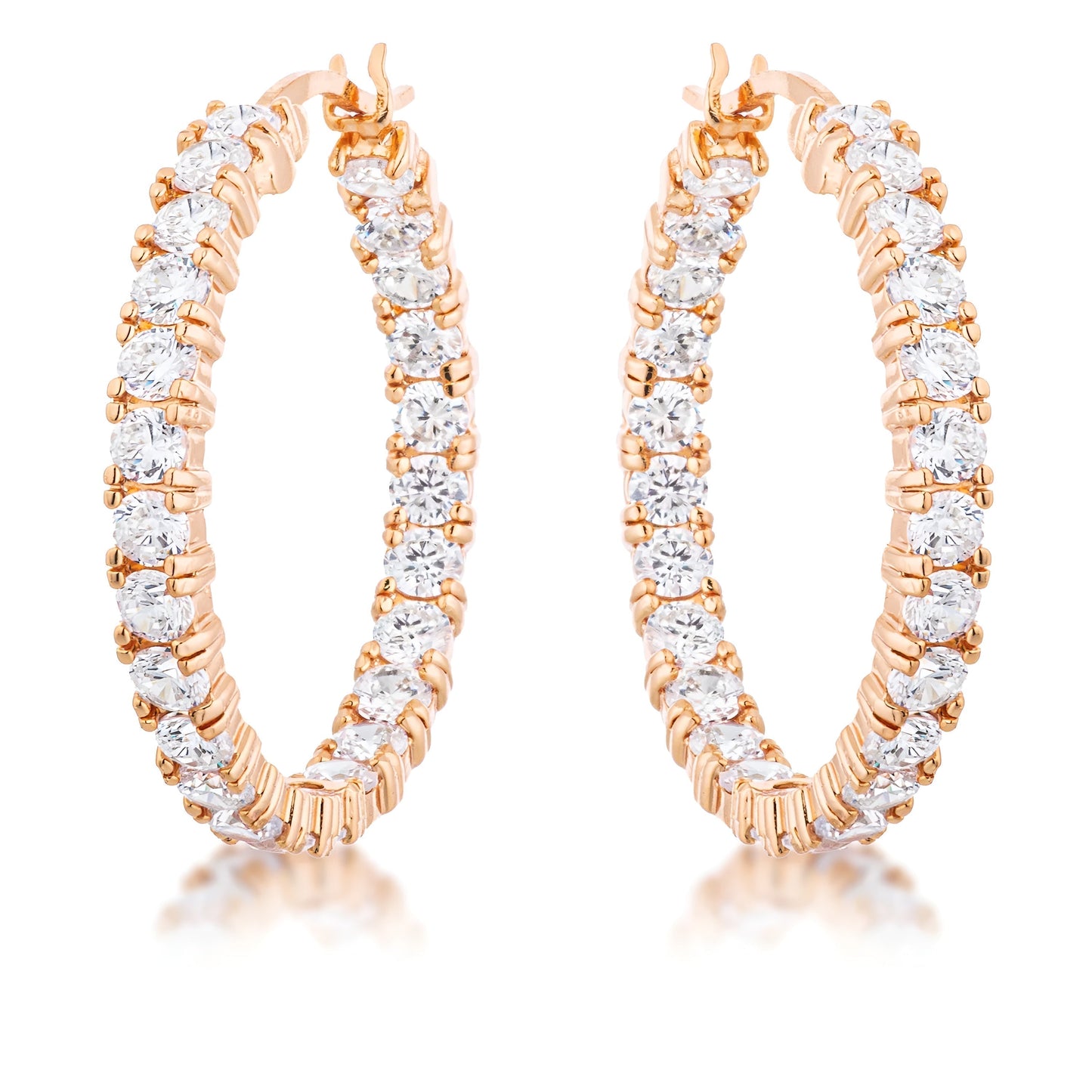 ROSE GOLD CZ HOOP EARRINGS - PIERGIORGIO CERRONI
