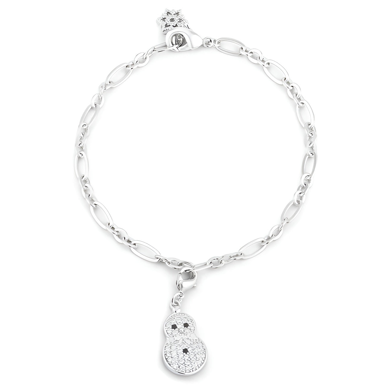 SNOWMAN 0.2 CT CZ RHODIUM HOLIDAY CHARM BRACELET - PIERGIORGIO CERRONI