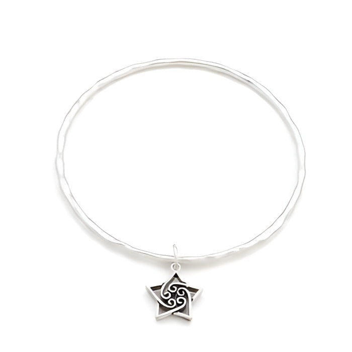 SOLITAIRE TWIRLING STAR CHARM BANGLE - PIERGIORGIO CERRONI