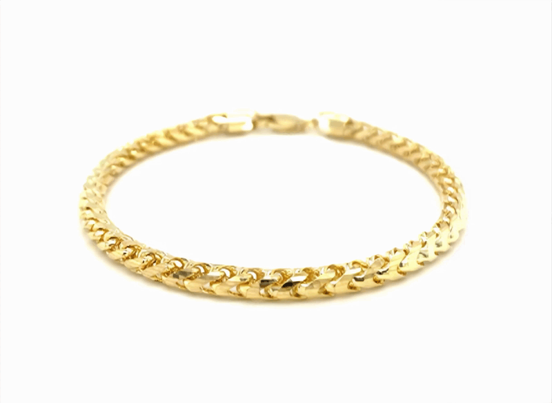 SOLID DIAMOND CUT ROUND FRANCO BRACELET IN YELLOW GOLD (4.60 MM)