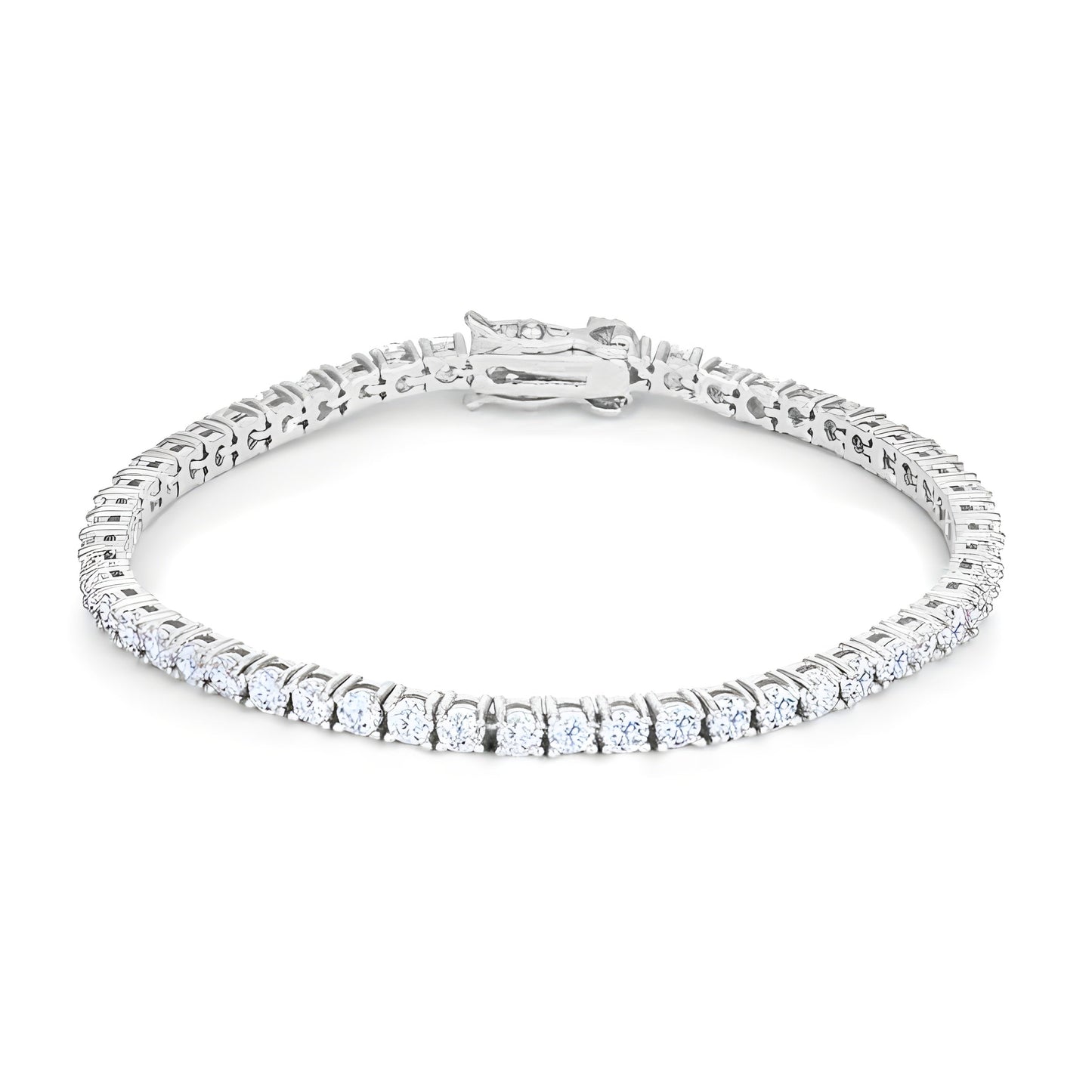 SILVERTONE FINISH VICTORIAN CZ TENNIS 7 INCH BRACELET
