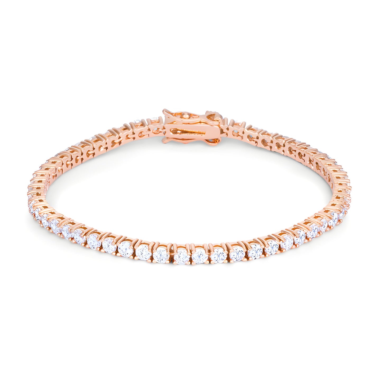 5.75 CT ROSE GOLDTONE CZ TENNIS BRACELET