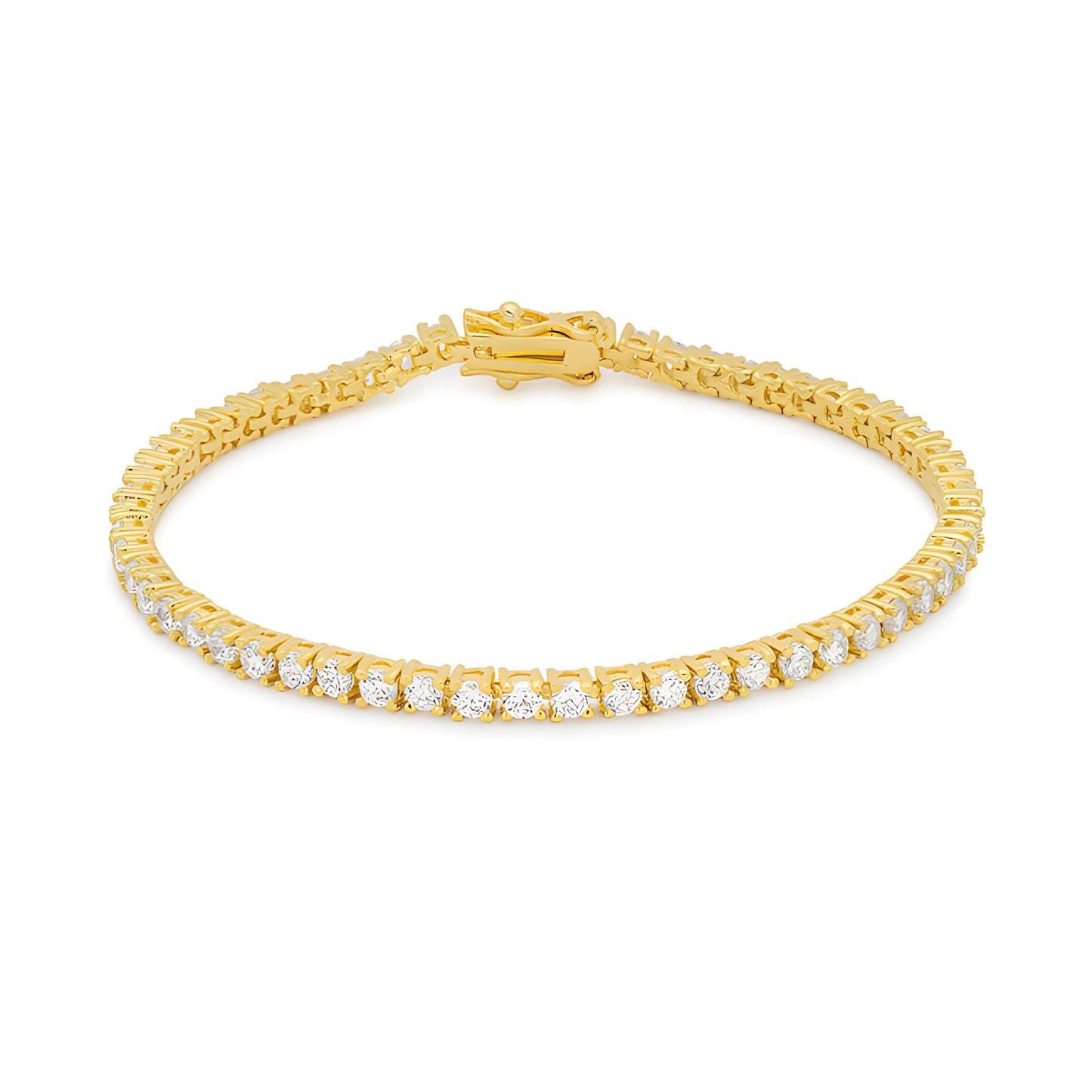 GOLDTONE FINISH VICTORIAN CZ TENNIS 8 INCH BRACELET