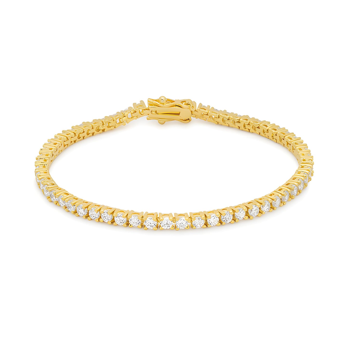 GOLDTONE FINISH VICTORIAN CZ TENNIS 8 INCH BRACELET