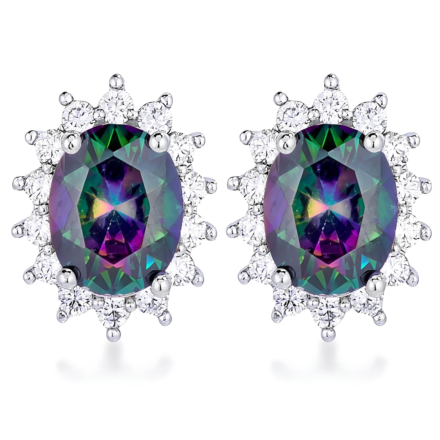 RHODIUM MYSTIC PETITE ROYAL OVAL EARRINGS