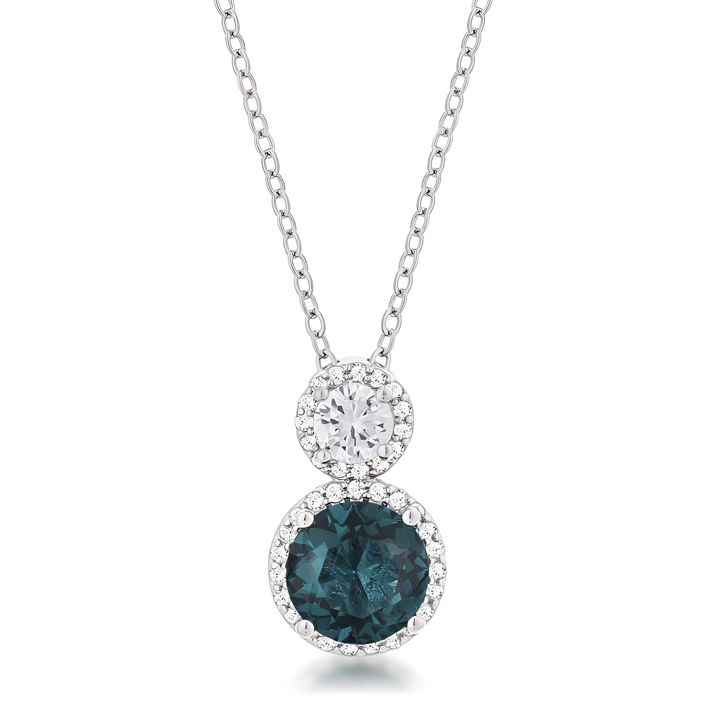 5 CT RHODIUM BLUE GREEN SNOWMAN CZ PENDANT
