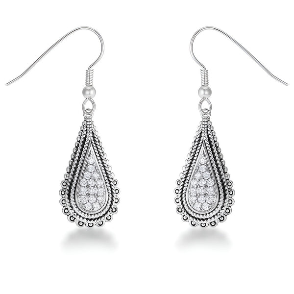 0.45 CT TEAR DROP RHODIUM EARRINGS WITH CZ - PIERGIORGIO CERRONI