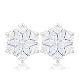 0.6 CT RHODIUM CLEAR MARQUISE SNOWFLAKE EARRINGS