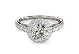 14K WHITE GOLD DOUBLE HALO STYLE ROUND DIAMOND ENGAGEMENT PAVE SHANK RING (1 1/2 CT TW)