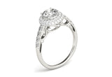 14K WHITE GOLD DOUBLE HALO STYLE ROUND DIAMOND ENGAGEMENT PAVE SHANK RING (1 1/2 CT TW)