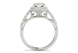 14K WHITE GOLD DOUBLE HALO STYLE ROUND DIAMOND ENGAGEMENT PAVE SHANK RING (1 1/2 CT TW)