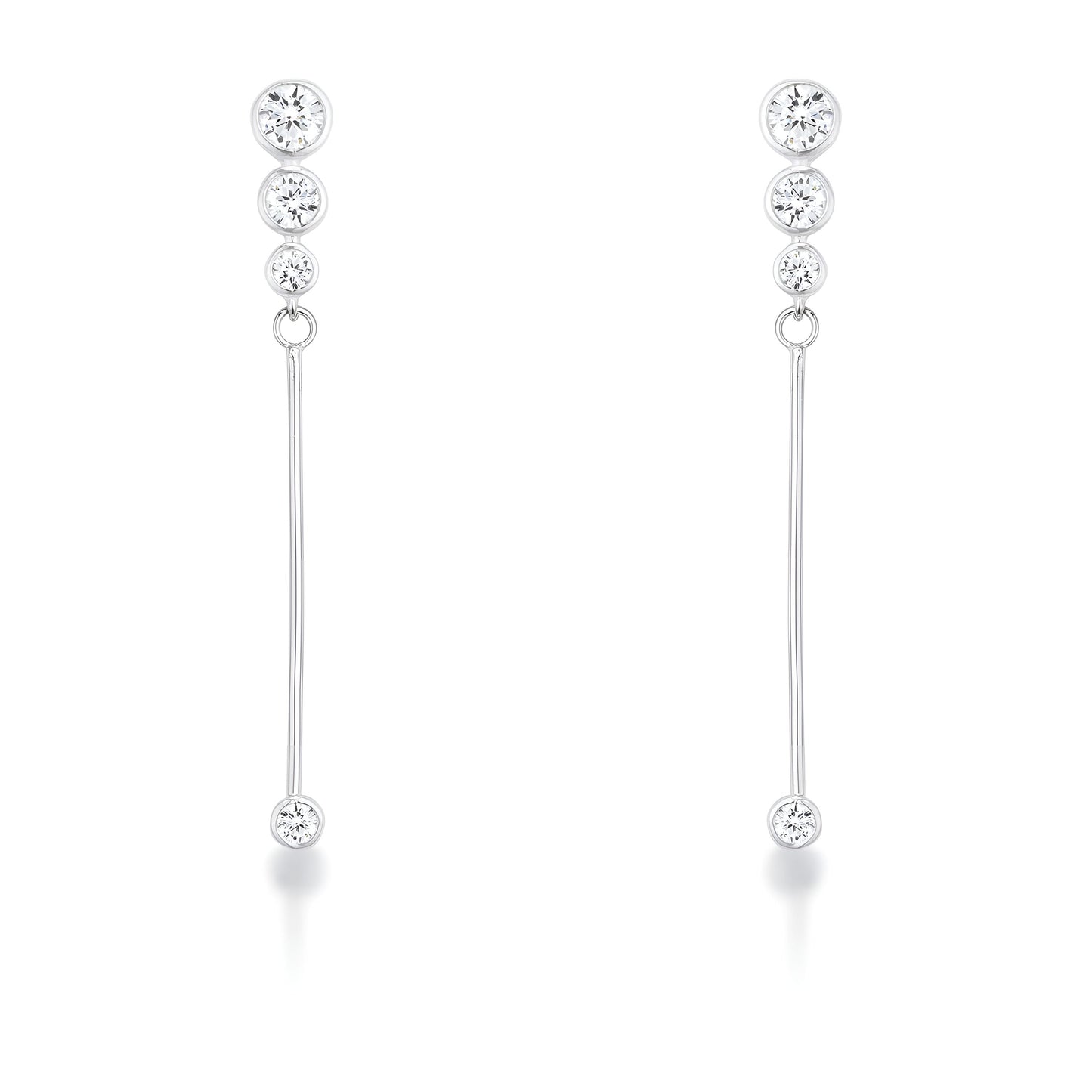 1.2 CT GRADUATED RHODIUM DROP CUBIC ZIRCONIA EARRINGS - PIERGIORGIO CERRONI