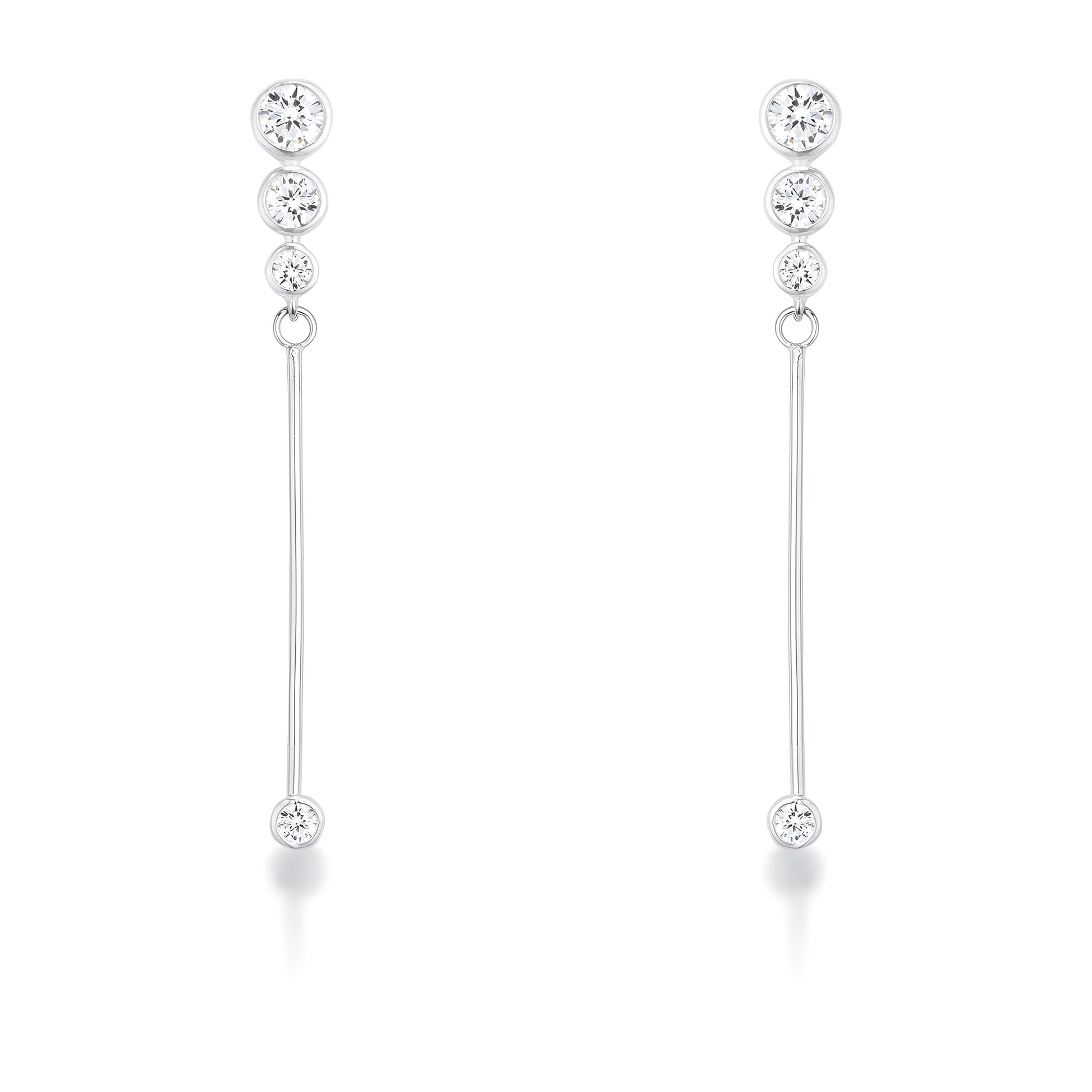 1.2 CT GRADUATED RHODIUM DROP CUBIC ZIRCONIA EARRINGS - PIERGIORGIO CERRONI