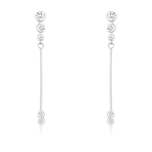1.2 CT GRADUATED RHODIUM DROP CUBIC ZIRCONIA EARRINGS - PIERGIORGIO CERRONI