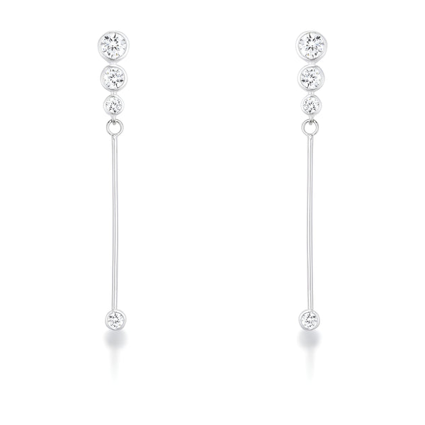 1.2 CT GRADUATED RHODIUM DROP CUBIC ZIRCONIA EARRINGS - PIERGIORGIO CERRONI